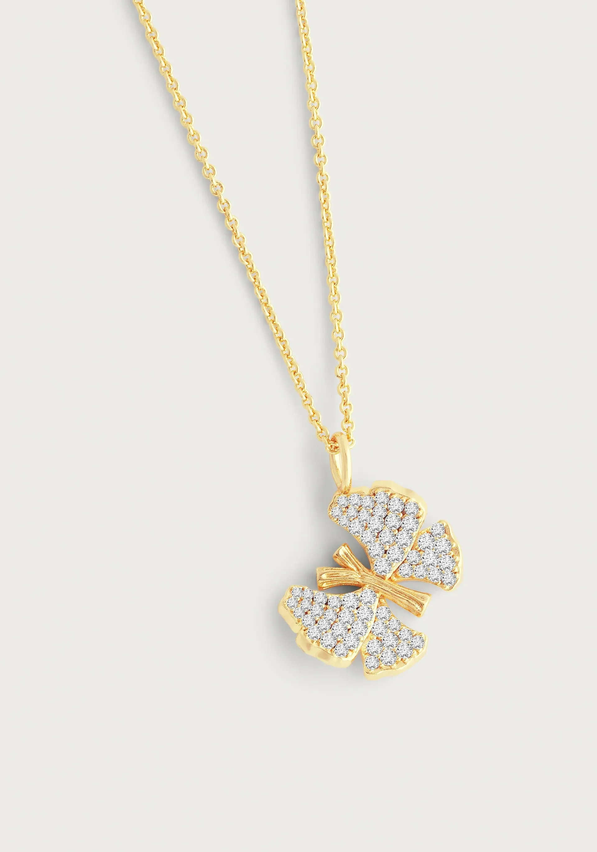 Butterfly White Pavé Necklace