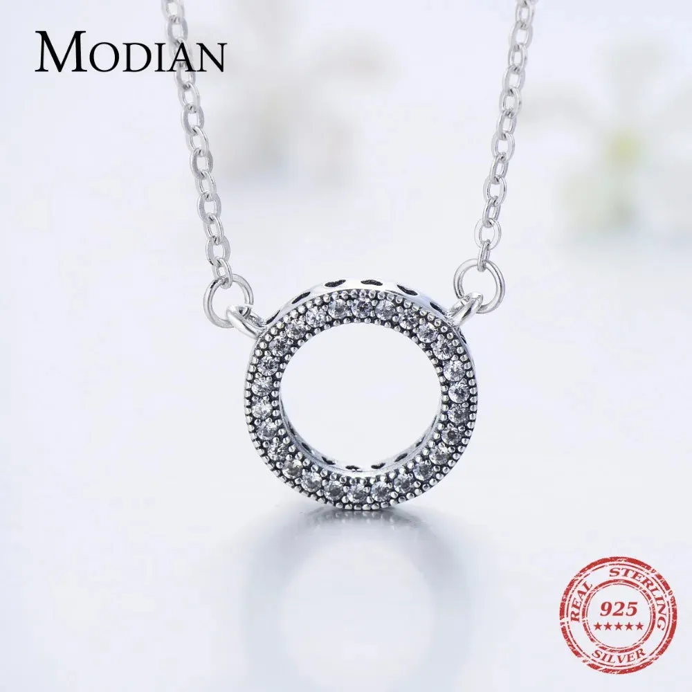 Classic 🤎 Clear Cubic Zirconia Circle Necklace For Women