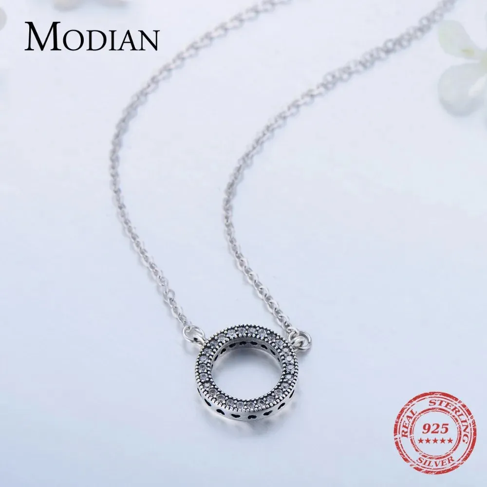 Classic 🤎 Clear Cubic Zirconia Circle Necklace For Women