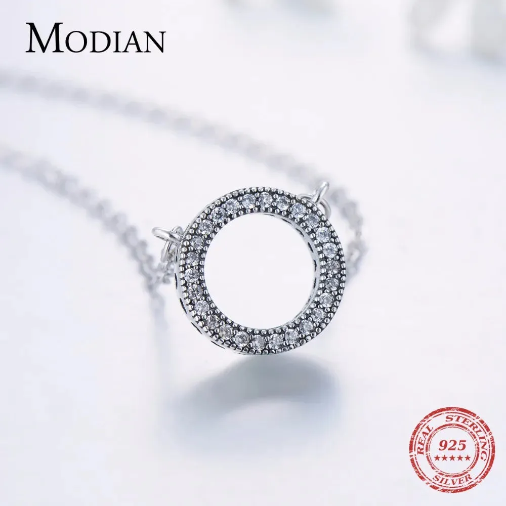 Classic 🤎 Clear Cubic Zirconia Circle Necklace For Women