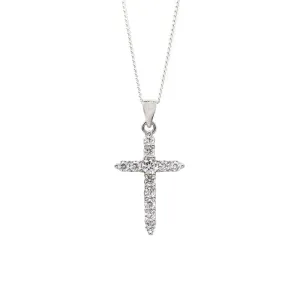 Claw Set Cross Necklace - Sterling Silver