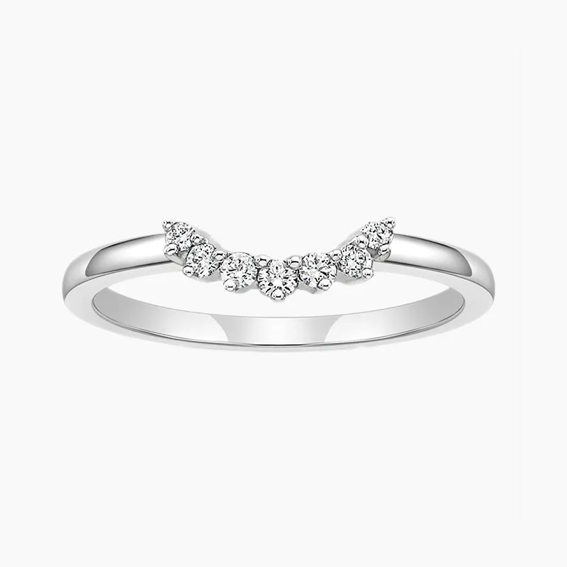 Crown and Round Cut Stackable CZ Curved Engagement Rings