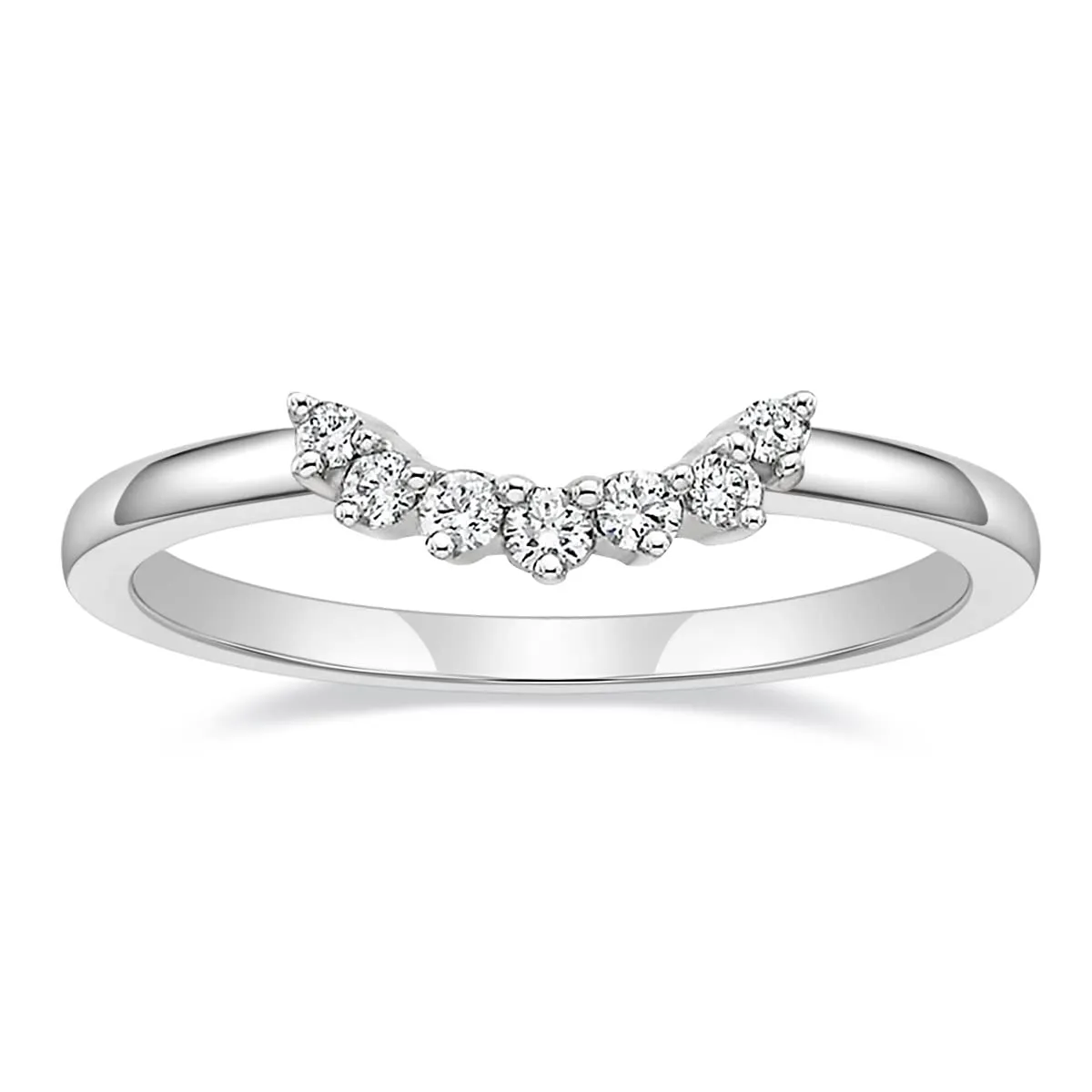 Crown and Round Cut Stackable CZ Curved Engagement Rings