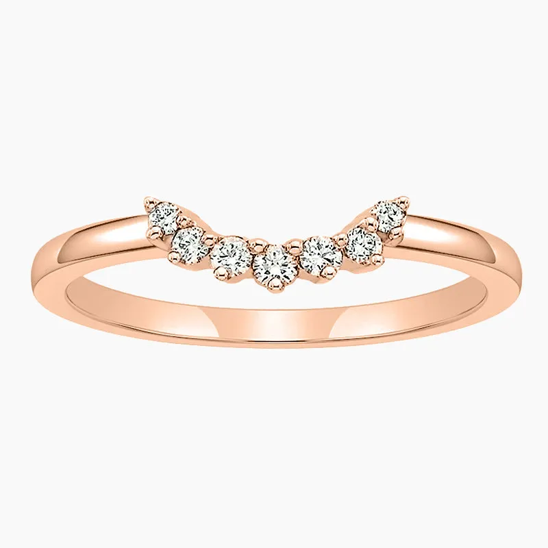 Crown and Round Cut Stackable CZ Curved Engagement Rings