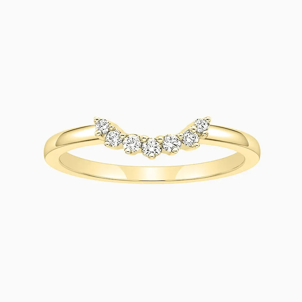 Crown and Round Cut Stackable CZ Curved Engagement Rings