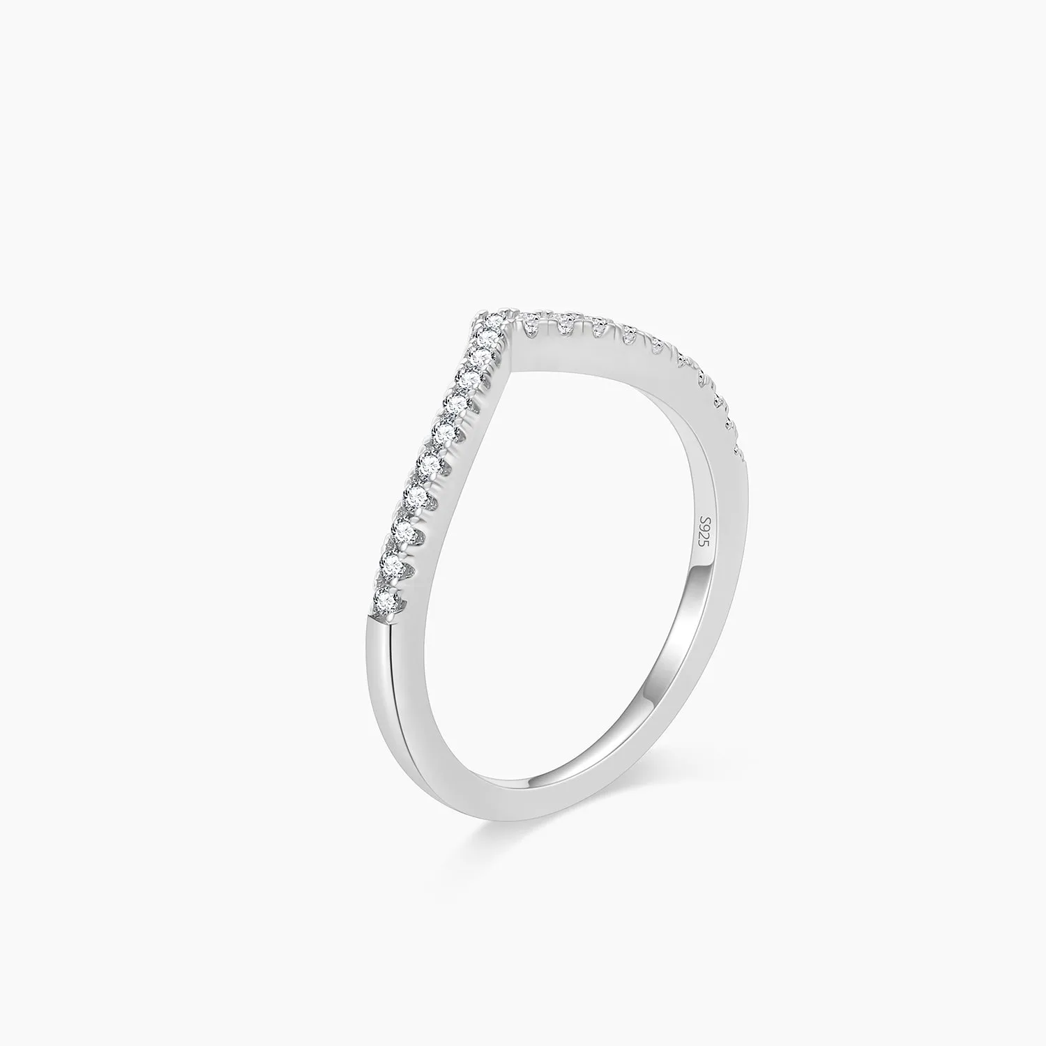 Crown Pointed V Shaped Chevron 925 Sterling Silver Stackable Ring