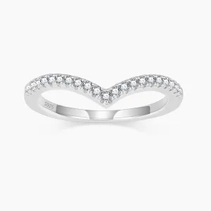 Crown Pointed V Shaped Chevron 925 Sterling Silver Stackable Ring