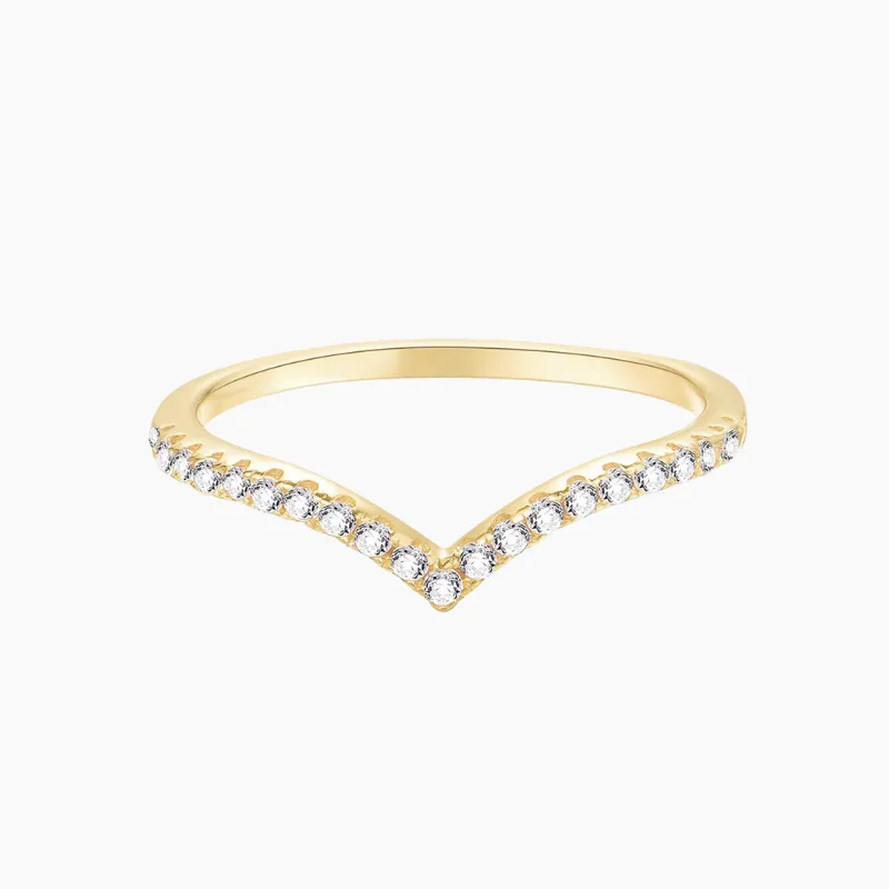 Crown Pointed V Shaped Chevron 925 Sterling Silver Stackable Ring