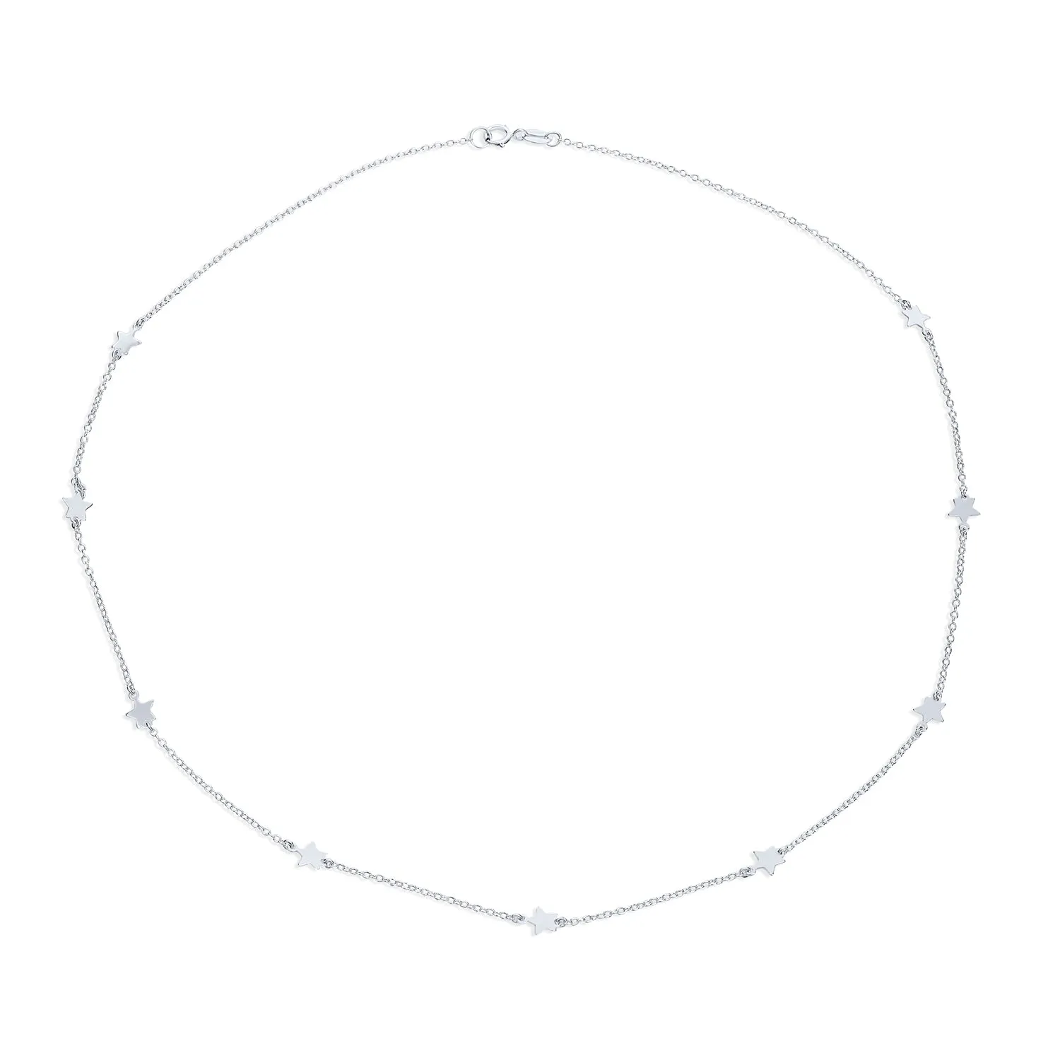 Dainty Celestial Multi Star Strand Necklace in Sterling Silver USA Patriotic Design