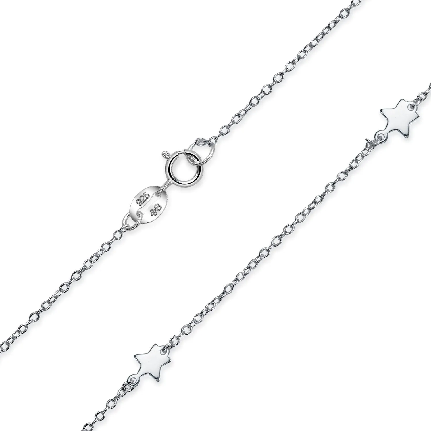 Dainty Celestial Multi Star Strand Necklace in Sterling Silver USA Patriotic Design