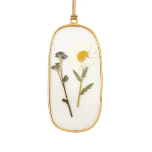 Daisy Squoval Pressed Floral Pendant