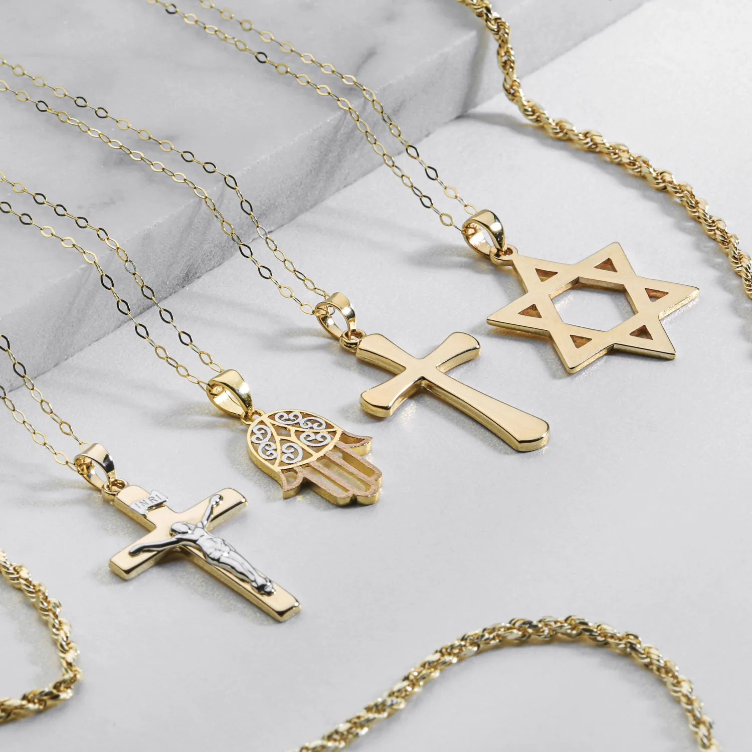 Delicate 14K Yellow Gold Cross Pendant Necklace - No Chain Included