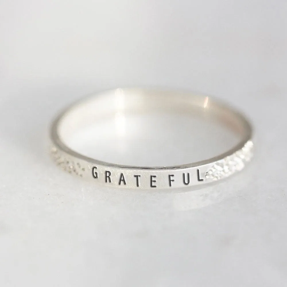 Diamond Dusted Accented Narrow Remembrance Inspiring - Grateful