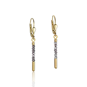 Earrings Waterfall small stainless steel gold & glass silver