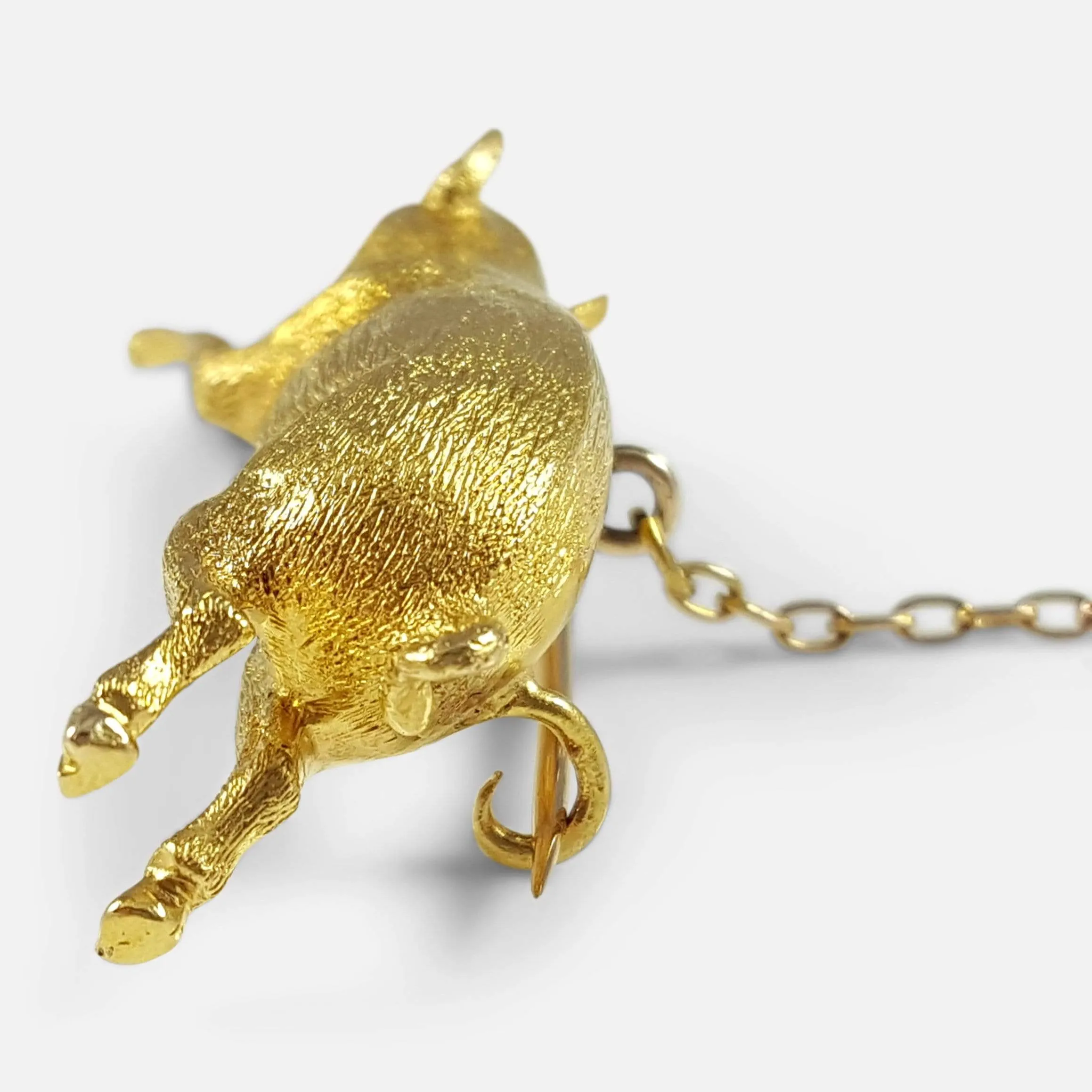 Edwardian 15ct Yellow Gold Pig Brooch