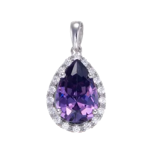 Elegant Delicate Amethyst Pendant with Halo