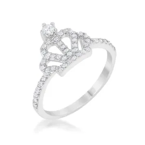 Elina 0.36ct CZ Rhodium Simple Crown Ring