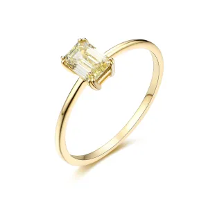 Emerald Cut Light Yellow Simple Diamond Ring