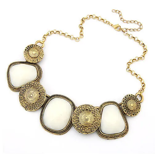 European and American fashion personality temperament wild geometric squares resin exaggeration Chain Bib Statement necklace