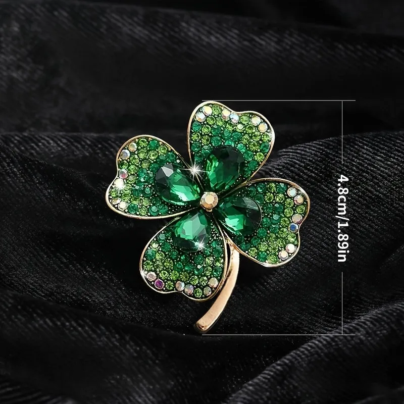 Fashion Exquisite And Versatile Graceful Personality Flashing Rhinestone Elegant Light Luxury Clover Brooch Women's Coat Cardigan High-End Corsage Pin