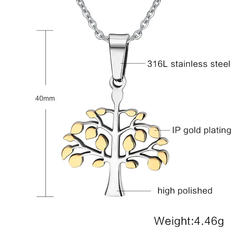 Fashion Necklaces Tree of Life Pendants For Men Women Christmas Necklace Pendant Silver & Gold Plated Stainless Steel Gifts