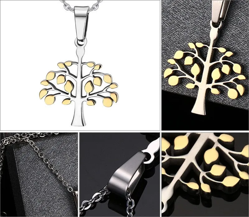 Fashion Necklaces Tree of Life Pendants For Men Women Christmas Necklace Pendant Silver & Gold Plated Stainless Steel Gifts