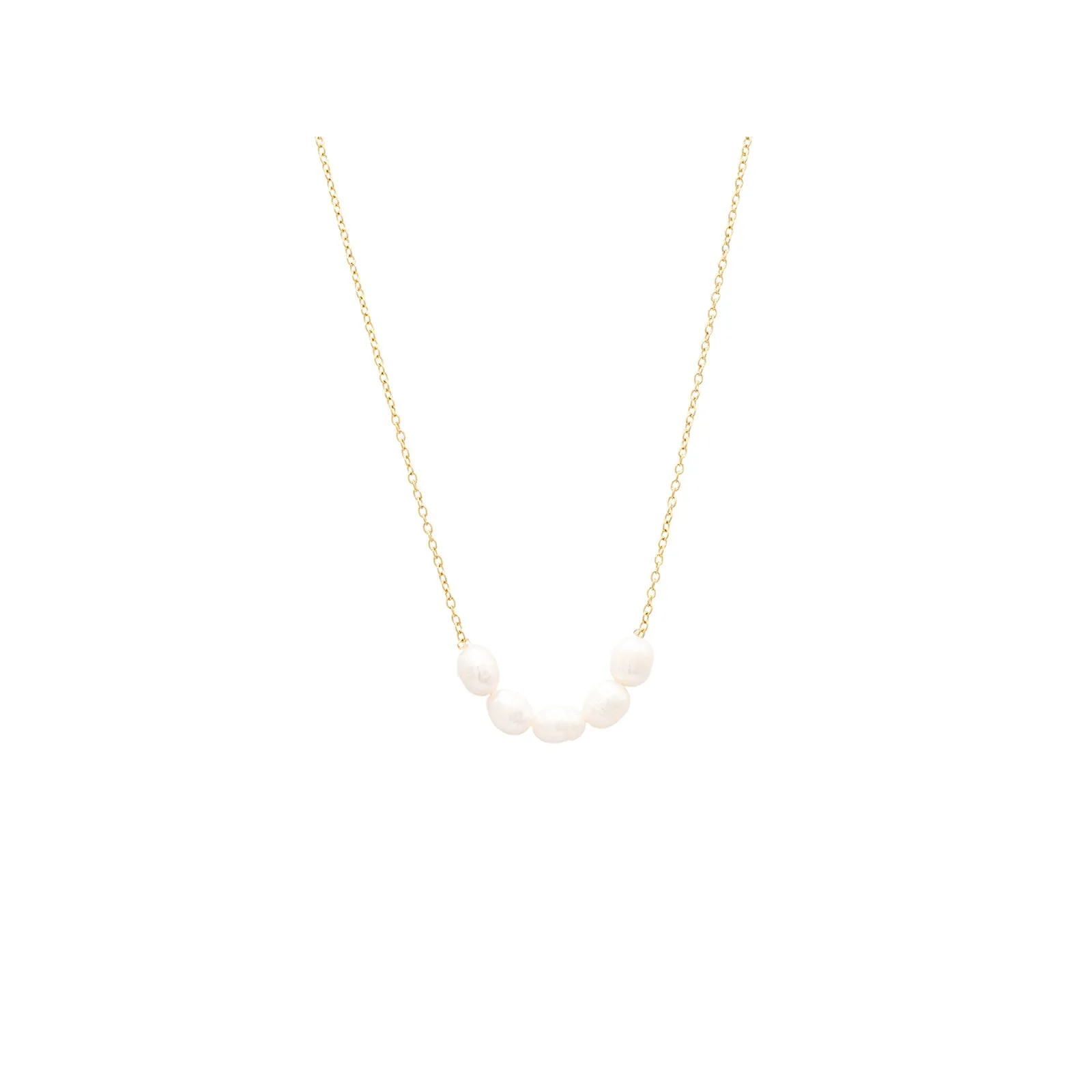 Freshwater Pearl Strand Simple Dainty Gold Necklace