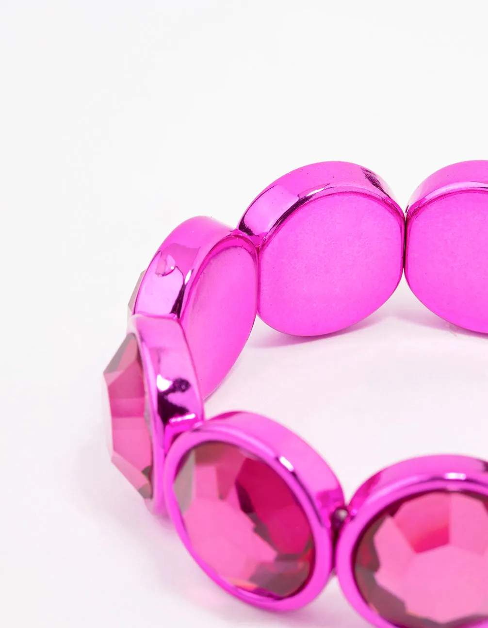 Fuchsia Chunky Diamante Stretch Bracelet