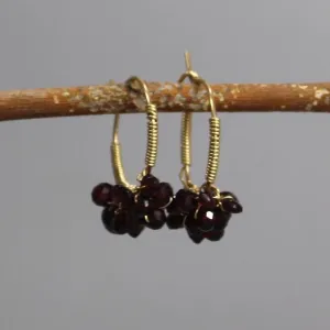 Garnet Bouquet Hoop Earrings