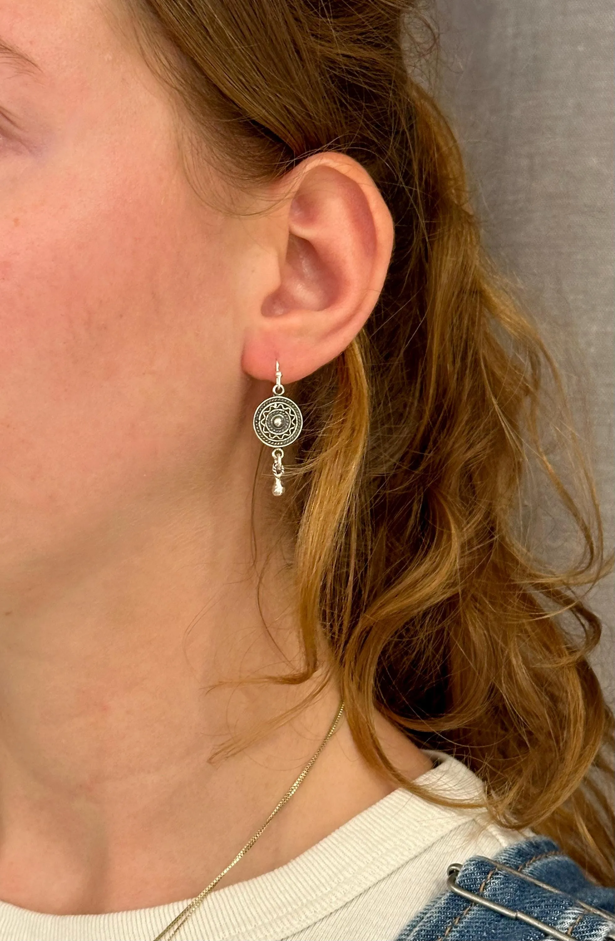 Geo Drop Earrings - Silver