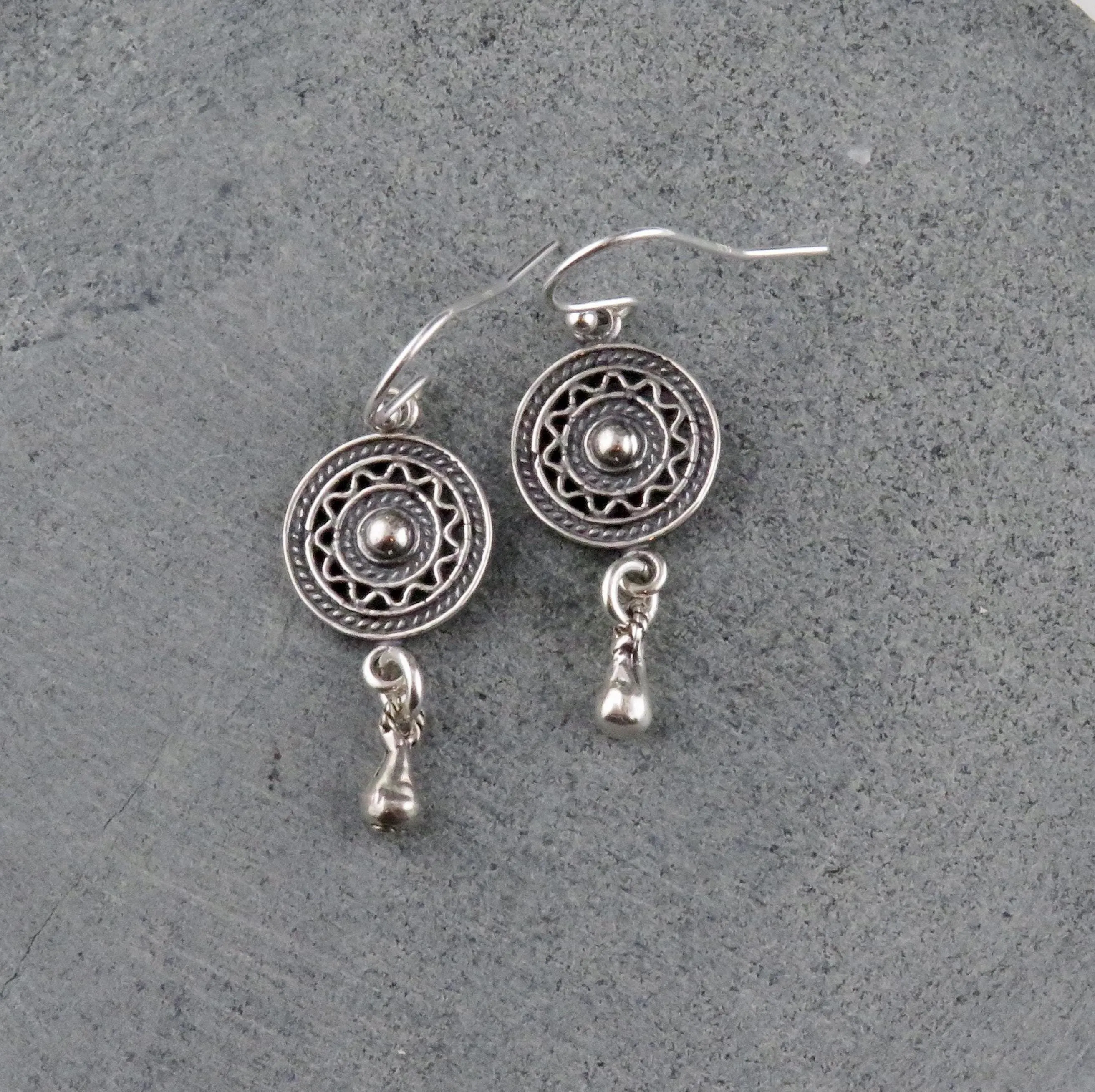 Geo Drop Earrings - Silver