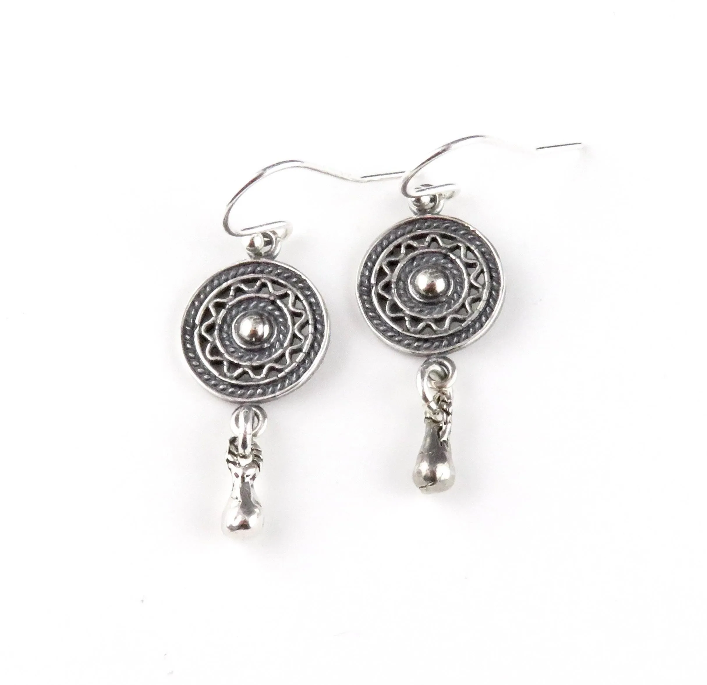 Geo Drop Earrings - Silver