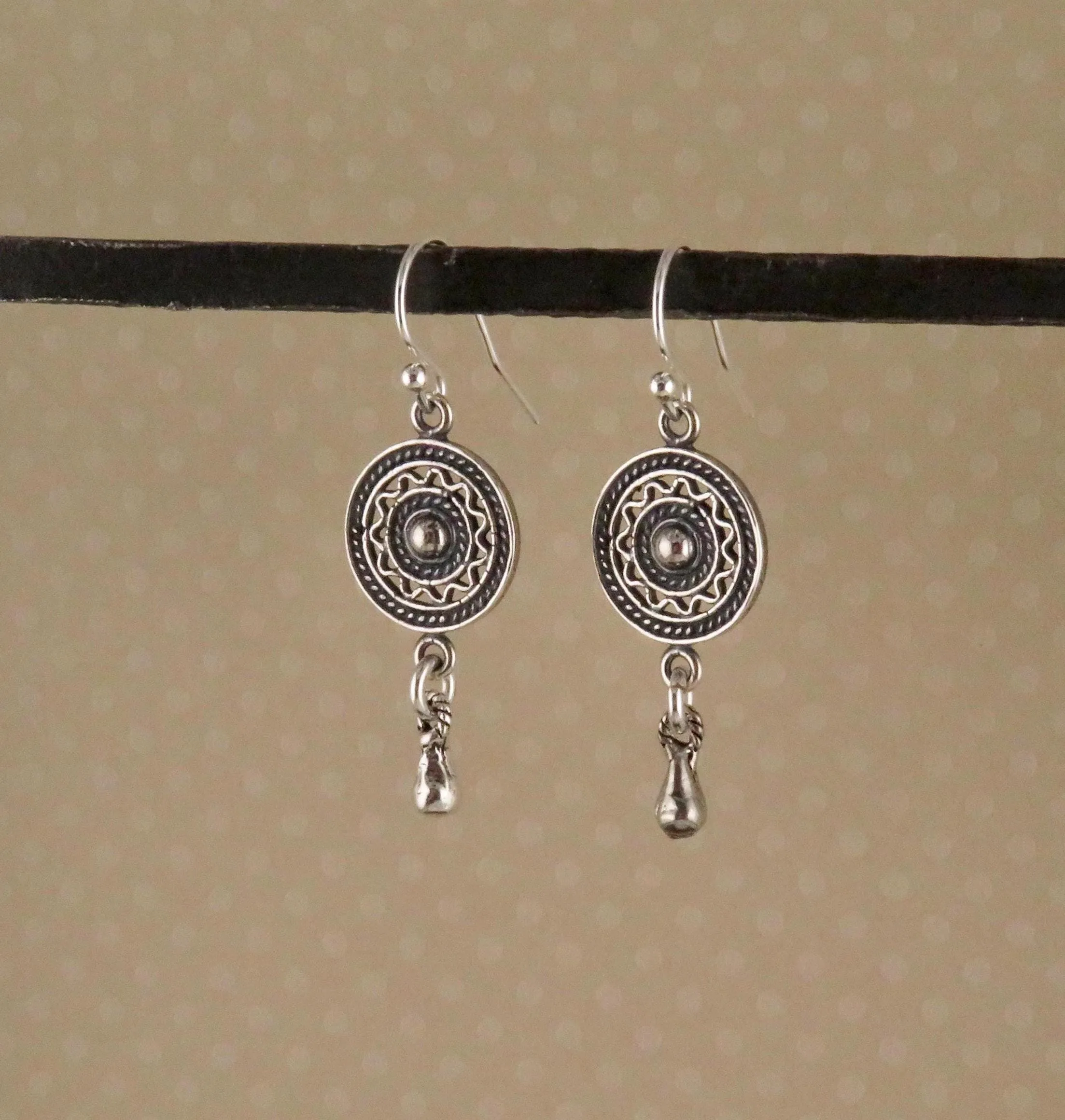 Geo Drop Earrings - Silver