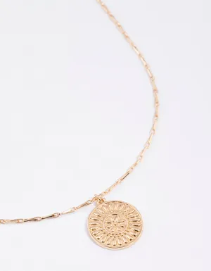 Gold Medallion Disc Necklace