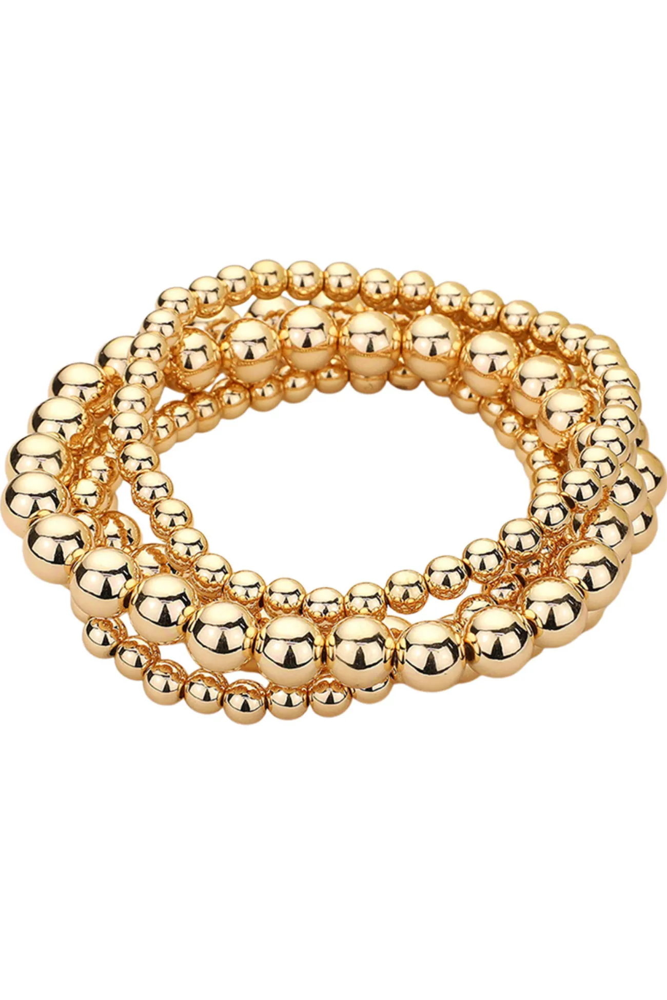 Gold Metal Ball Stretch Multi Layered Bracelets