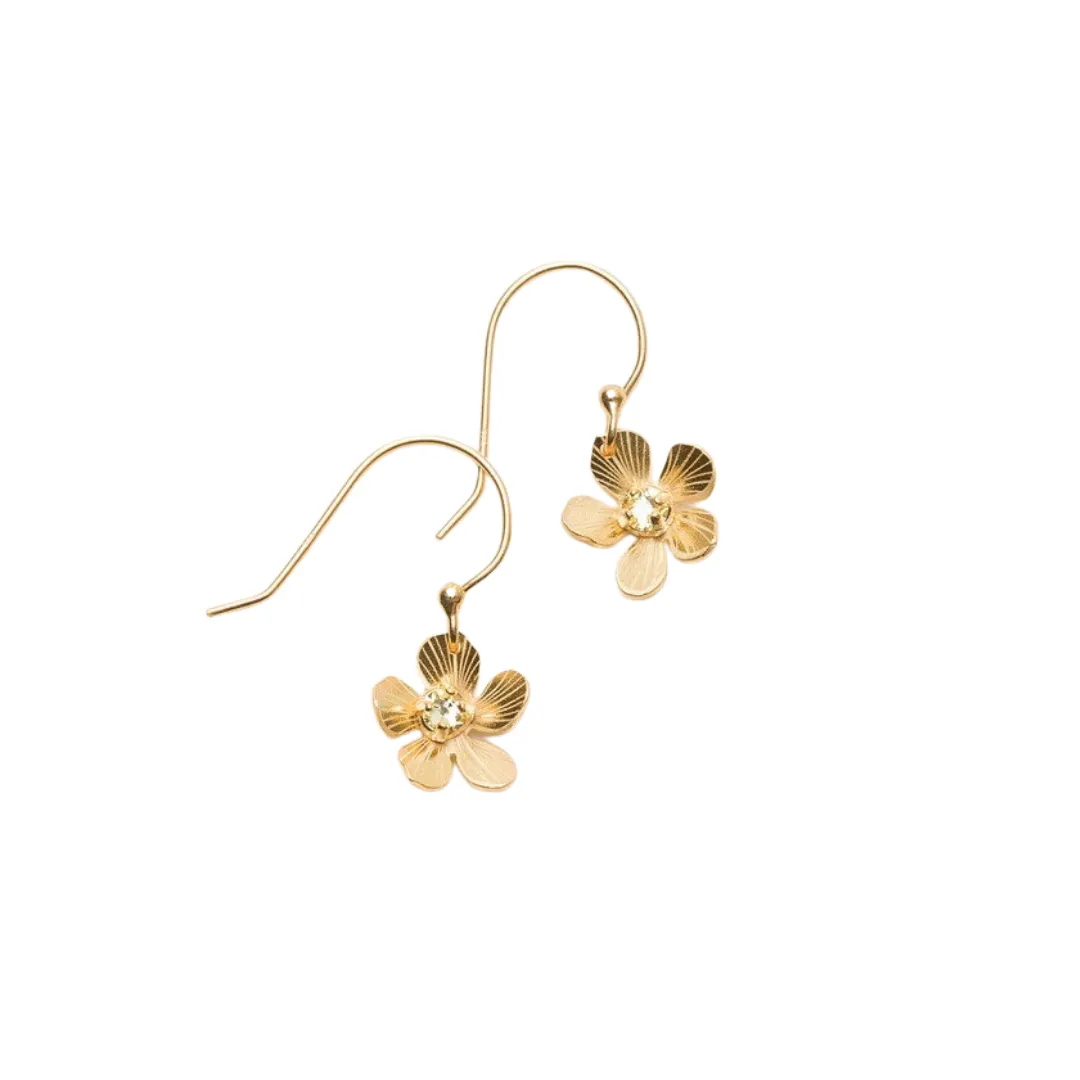 Gold Petite Plumeria Drop Earrings