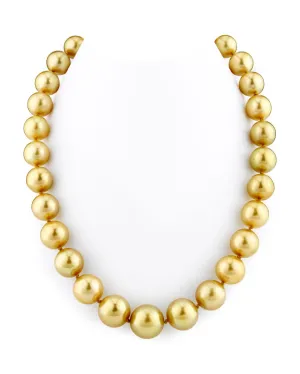 Golden South Sea Pearl Necklace, 12.0-15.0mm - AAA Quality