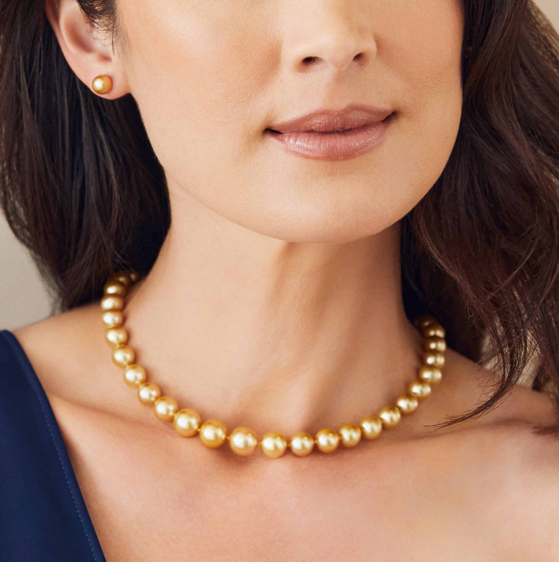 Golden South Sea Pearl Necklace, 12.0-15.0mm - AAA Quality