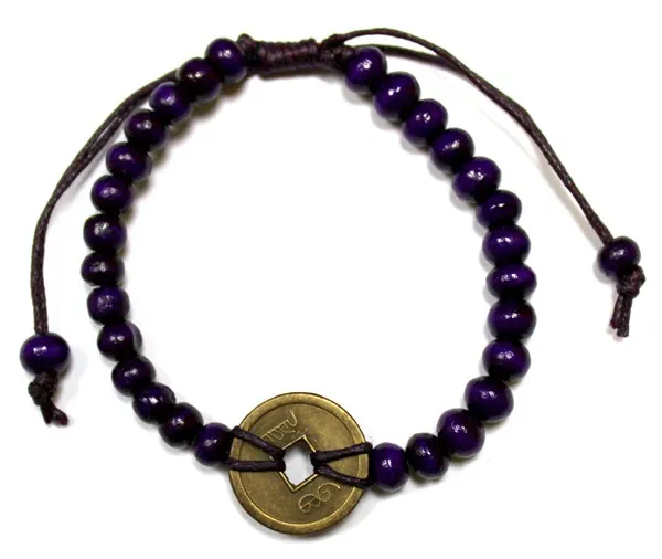 Good Luck Feng-Shui Bracelets - Purple | Positive Energy & Prosperity | Authentic Chinese Coins | Stylish & Meaningful Accessory