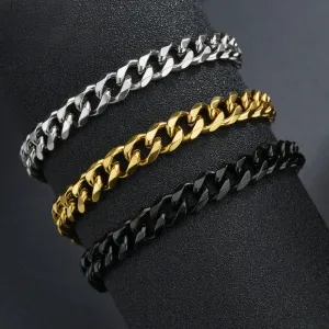 High Quality Stainless Steel Bracelets For Men Blank Color Punk Curb Cuban Link Chain Bracelets On the Hand Jewelry Gifts trend