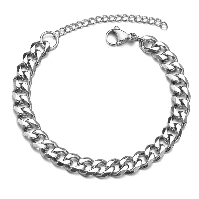 High Quality Stainless Steel Bracelets For Men Blank Color Punk Curb Cuban Link Chain Bracelets On the Hand Jewelry Gifts trend