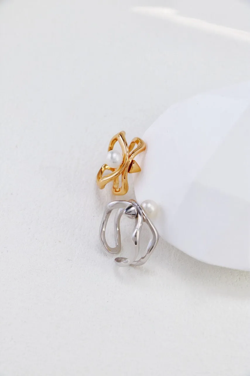 Irregular Simple Pearl Open Ring