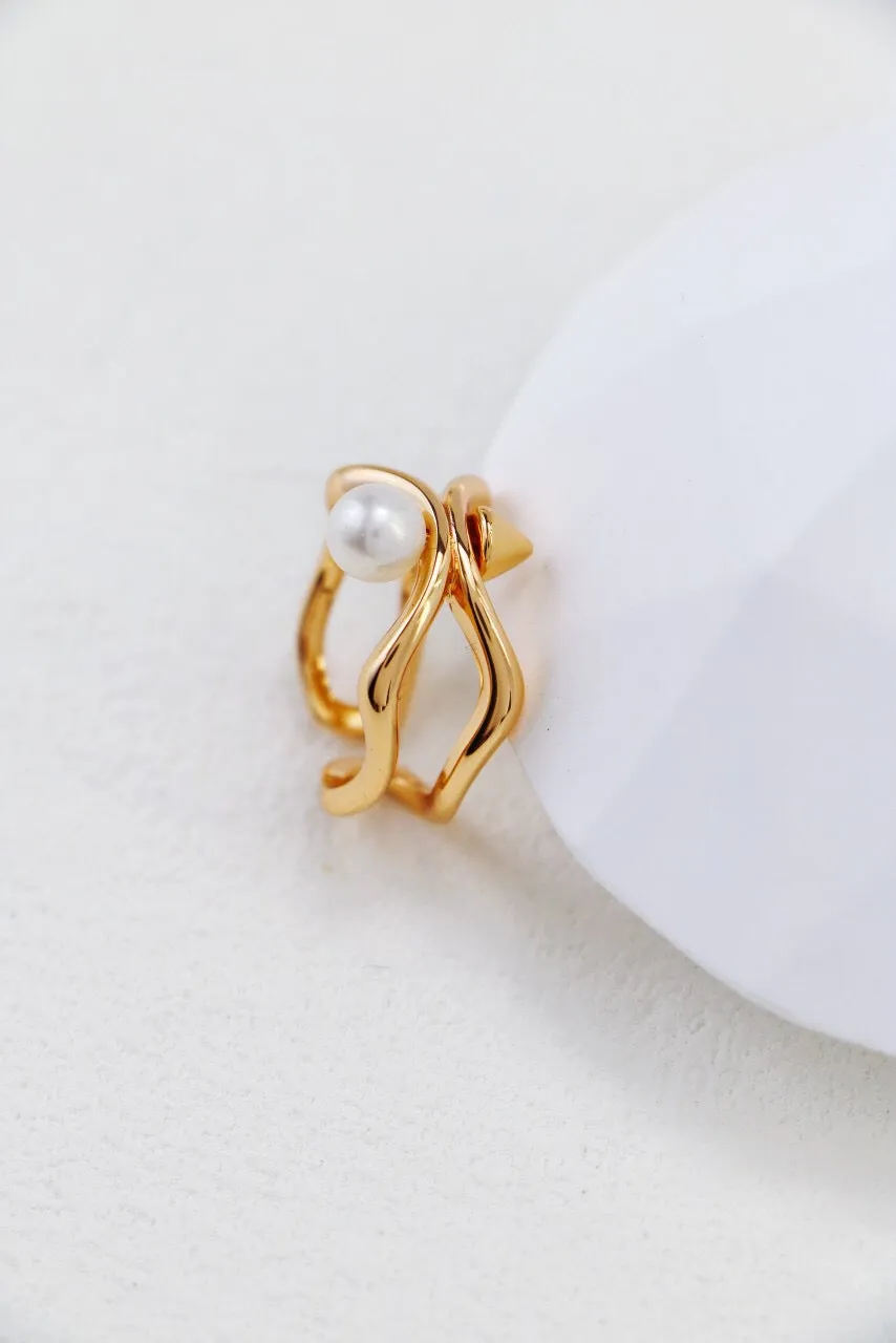 Irregular Simple Pearl Open Ring