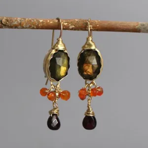 Labradorite Carnelian Garnet Ronit Earrings