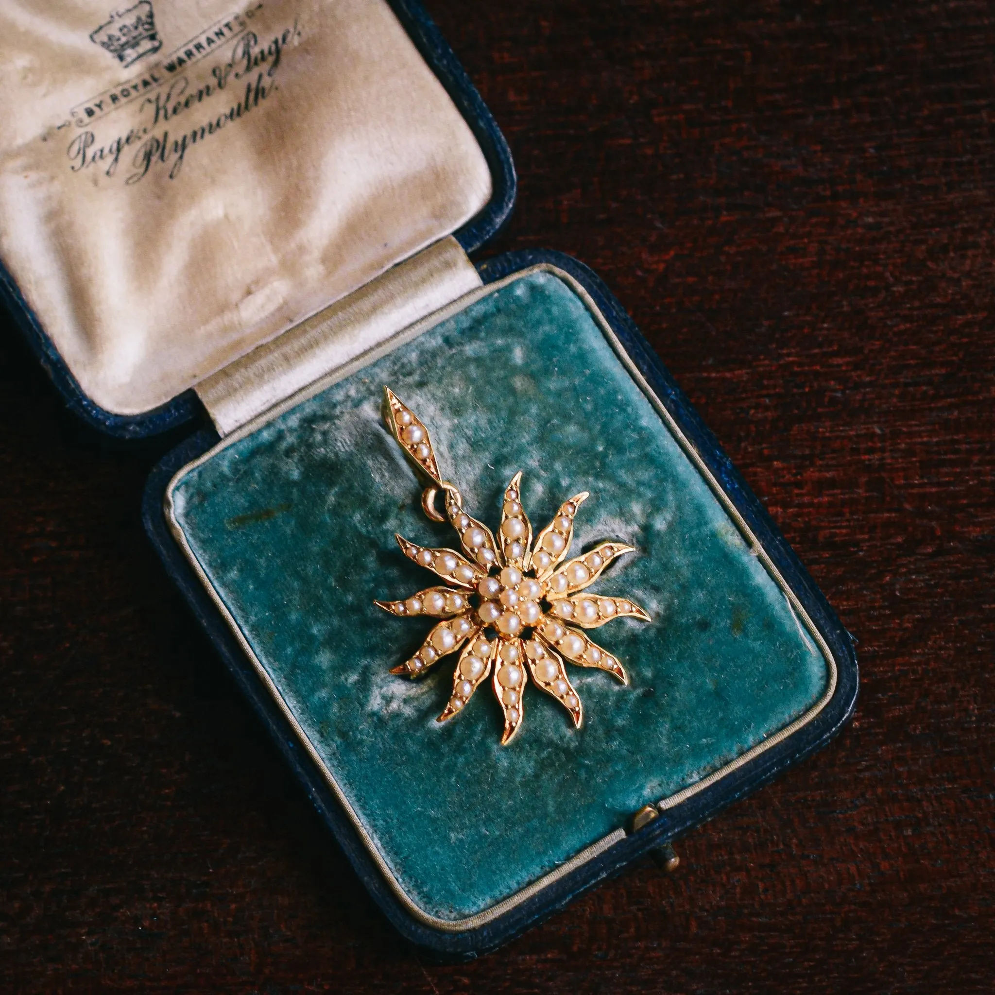 Late Victorian Pearl Starburst Pendant Brooch