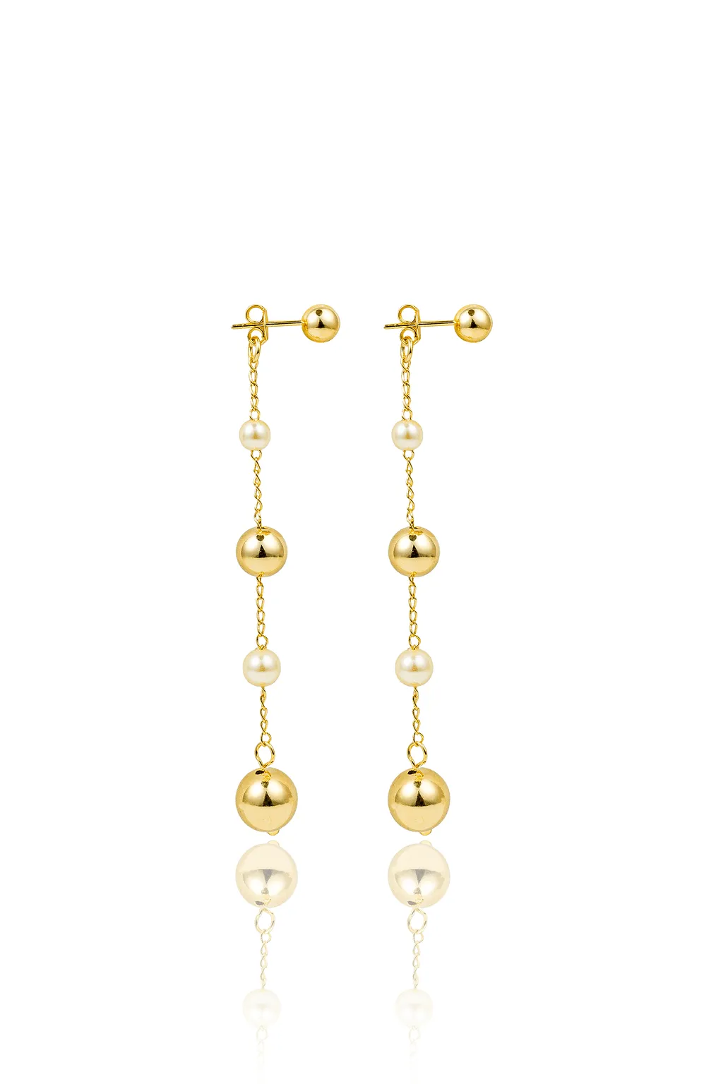 Link Chain Pearl Dangle Earrings (L138A/L163A/K53A)