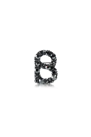 Luxe Signature Crystal Brooch - Hematite