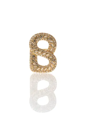 Luxe Signature Multi Crystal Brooch - Golden