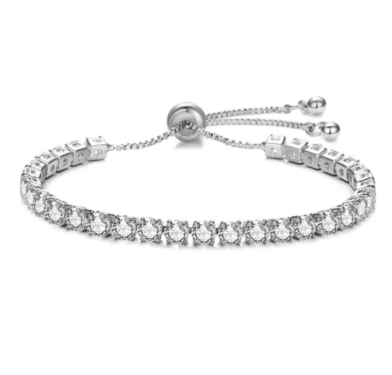 Luxurious Lariat Adjustable 14K Gold Plated Swiss CZ Tennis Bracelet for Woman