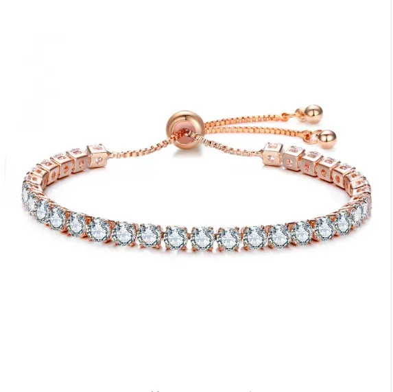 Luxurious Lariat Adjustable 14K Gold Plated Swiss CZ Tennis Bracelet for Woman